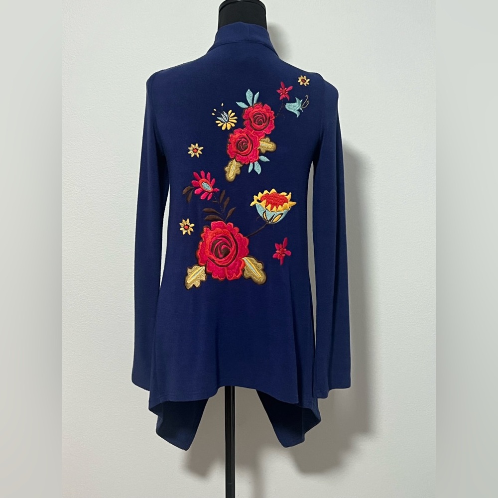 IVY JANE Embroidered Open Front Cardigan - S